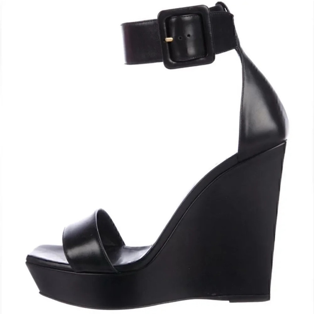 YSL Saint Laurent wedge heeled sandal black size 38 good used condition